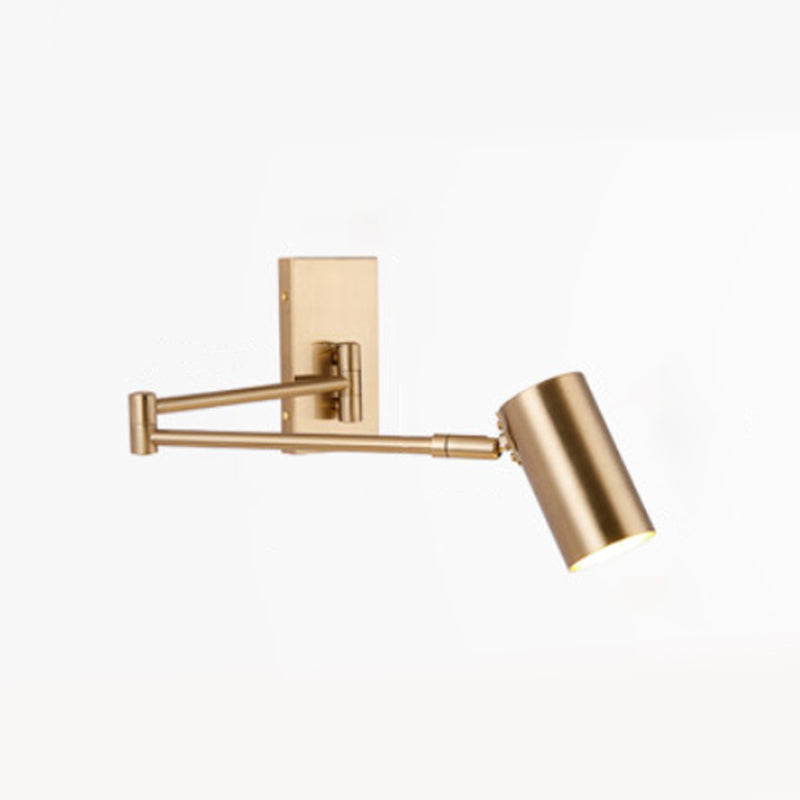 Metal Cylinder Wall Light Modern Swing Arm Wall Sconce for Living Room