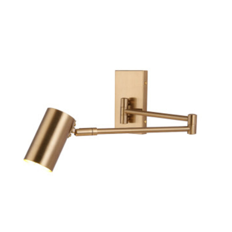 Metal Cylinder Wall Light Modern Swing Arm Wall Sconce for Living Room