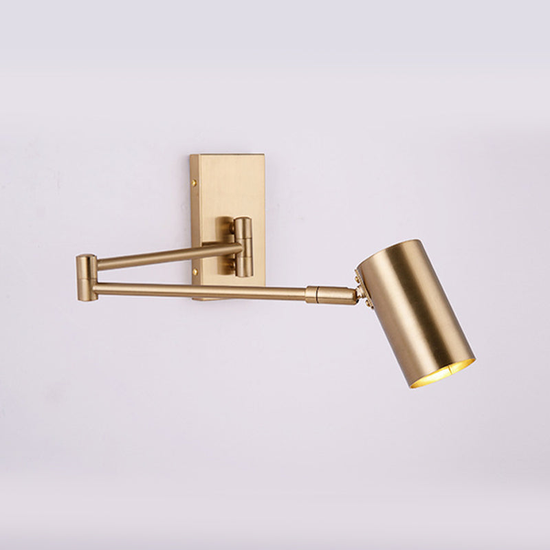 Metal Cylinder Wall Light Modern Swing Arm Wall Sconce for Living Room