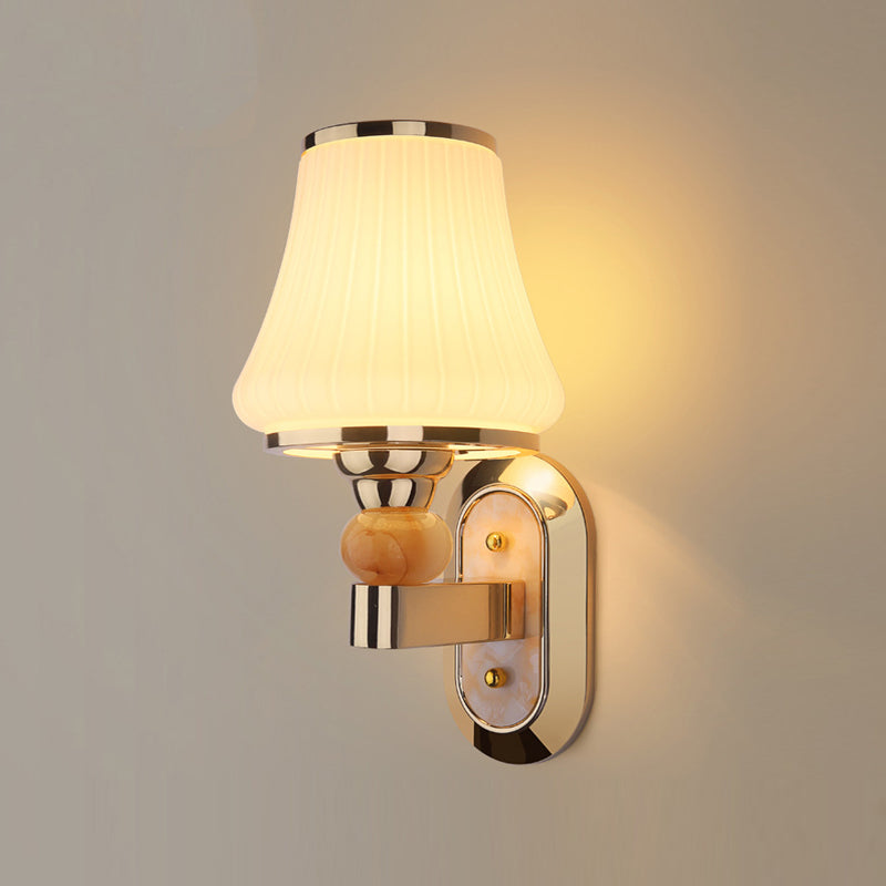 Metal Geometric Wall Light Modern 1 Light Wall Sconce with Glass for Living Room