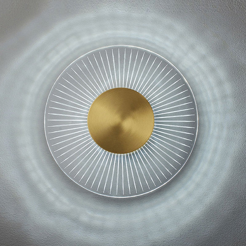 Modern Brass Wall Light Round 9" High LED Wall Sconce in Gold for Living Room