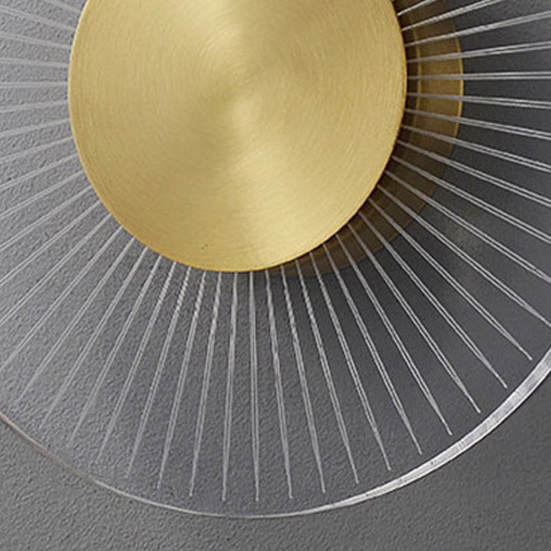 Modern Brass Wall Light Round 9" High LED Wall Sconce in Gold for Living Room