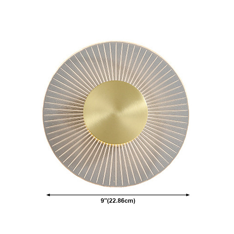 Modern Brass Wall Light Round 9" High LED Wall Sconce in Gold for Living Room