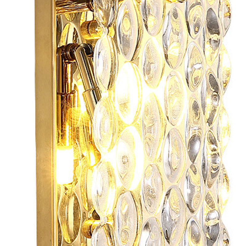 Postmodern Style Crystal Wall Light Gold 12.5" High Wall Sconce for Living Room