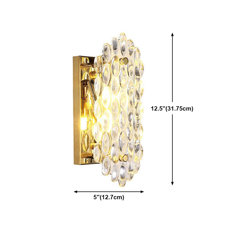 Postmodern Style Crystal Wall Light Gold 12.5" High Wall Sconce for Living Room