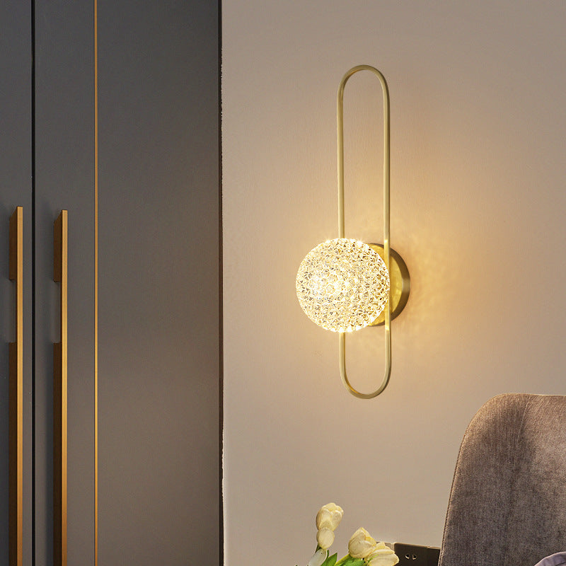 Modern Glass Wall Light Globe 15" High Wall Sconce in Gold for Living Room