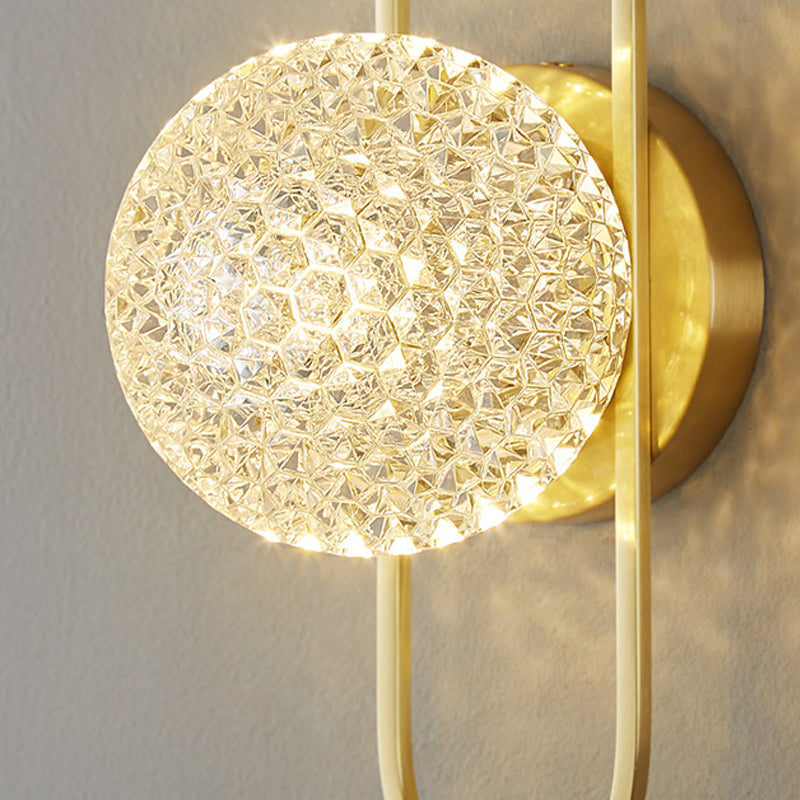 Modern Glass Wall Light Globe 15" High Wall Sconce in Gold for Living Room