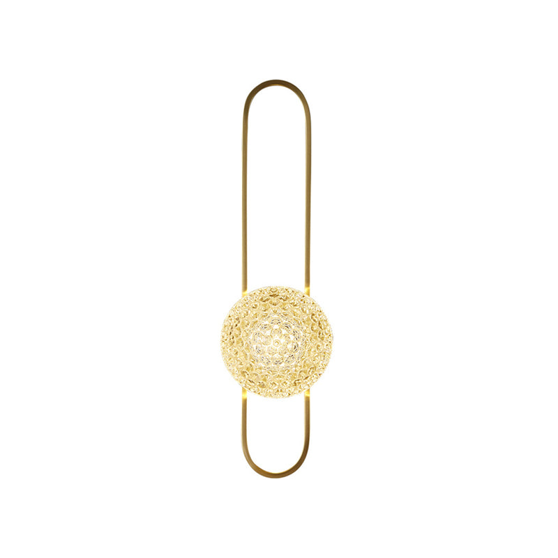 Modern Glass Wall Light Globe 15" High Wall Sconce in Gold for Living Room