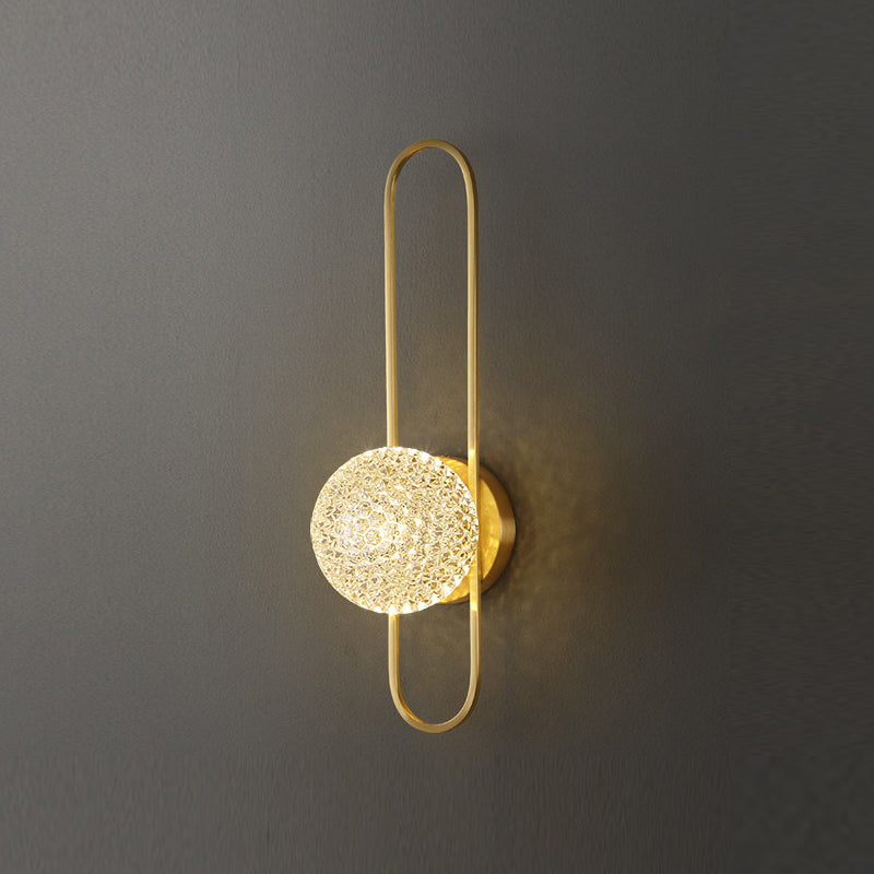 Modern Glass Wall Light Globe 15" High Wall Sconce in Gold for Living Room