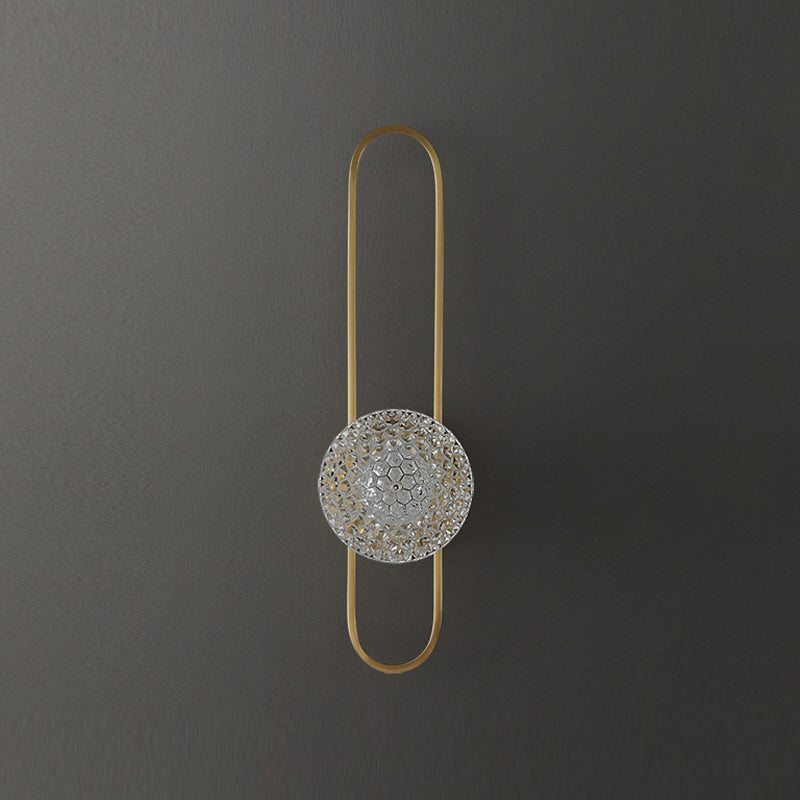 Modern Glass Wall Light Globe 15" High Wall Sconce in Gold for Living Room