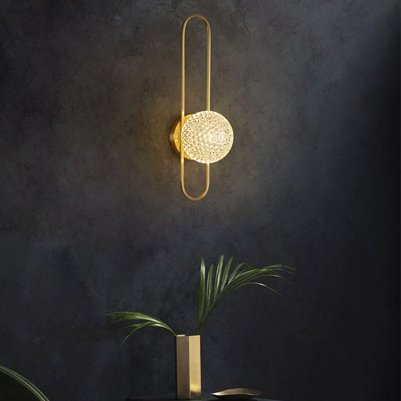 Modern Glass Wall Light Globe 15" High Wall Sconce in Gold for Living Room