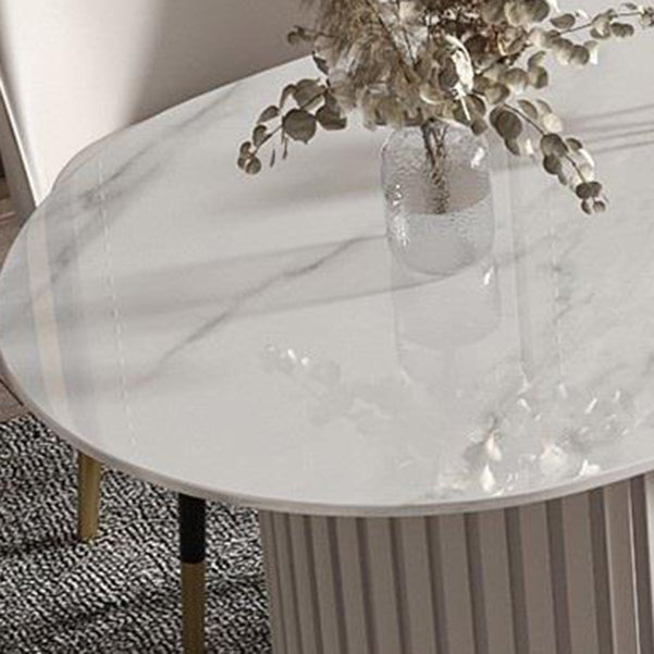 Beige Stone Writing Desk with Chrome Metal Base Office Desk Pedestal
