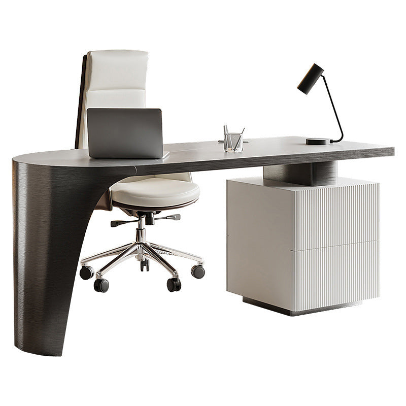 Pedestal Stone Writing Desk Glam with Drawers Office Desk for Office
