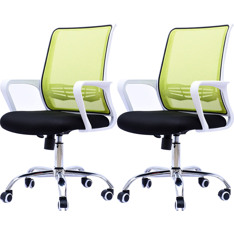 Modern Wheels Arm Chair Microfiber Conference Mid-Back Swivel Chair