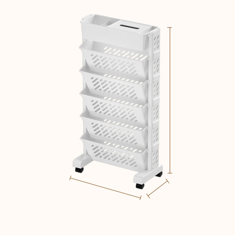 Plastic Pure White Shelf Bookcase Modern Vertical Book Shelf 7.5" Wide