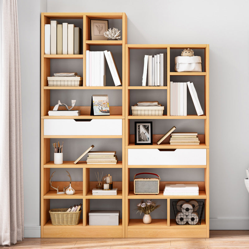 Modern Standard Open Bookshelf Engineered Wood Bookcase with Drawer Storage