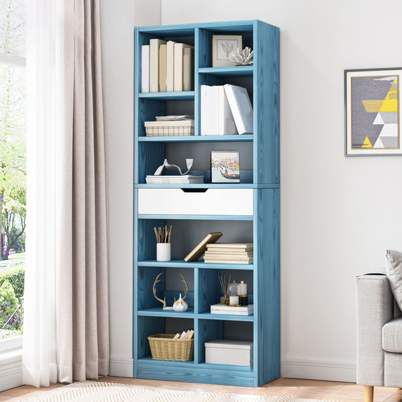 Modern Standard Open Bookshelf Engineered Wood Bookcase with Drawer Storage