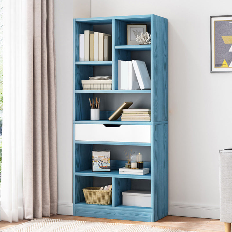 Modern Standard Open Bookshelf Engineered Wood Bookcase with Drawer Storage