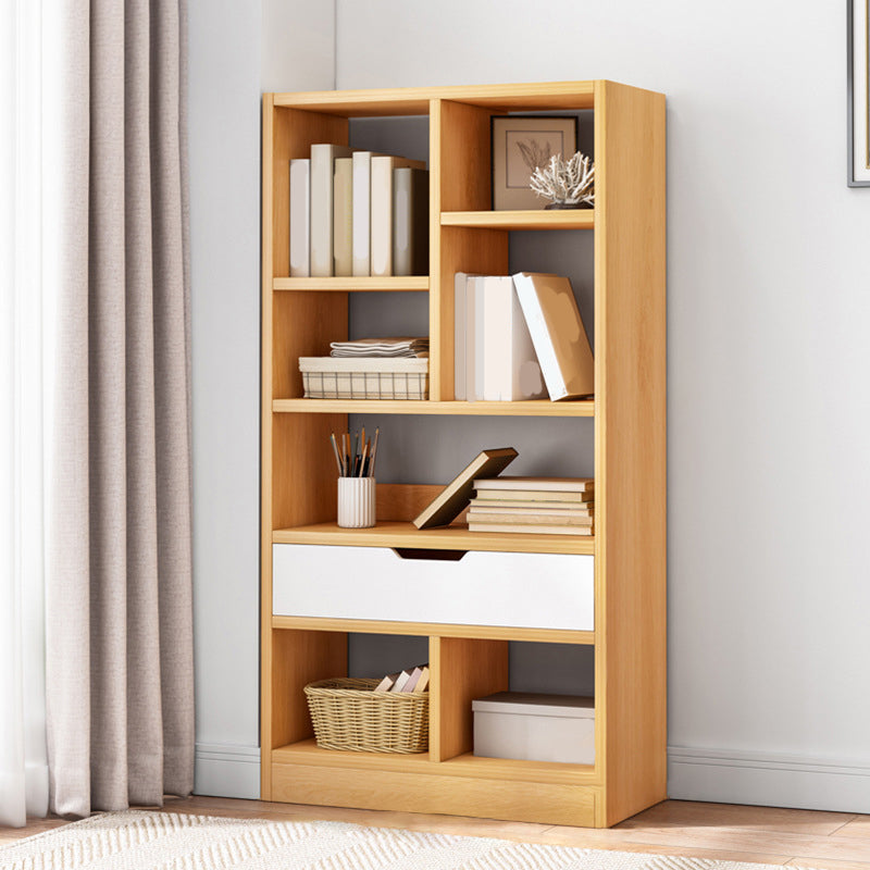 Modern Standard Open Bookshelf Engineered Wood Bookcase with Drawer Storage