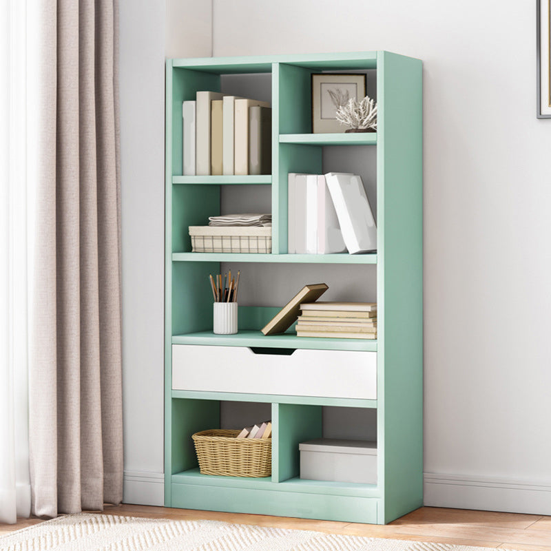 Modern Standard Open Bookshelf Engineered Wood Bookcase with Drawer Storage