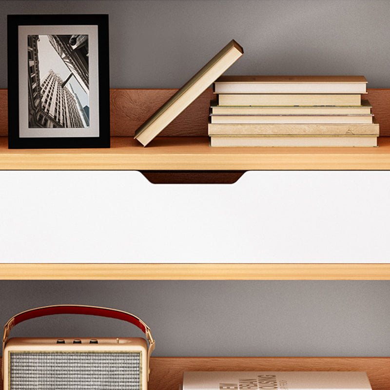 Modern Standard Open Bookshelf Engineered Wood Bookcase with Drawer Storage