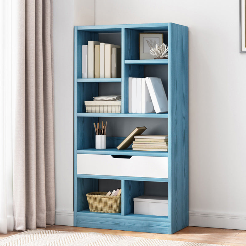 Modern Standard Open Bookshelf Engineered Wood Bookcase with Drawer Storage