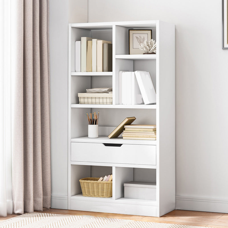 Modern Standard Open Bookshelf Engineered Wood Bookcase with Drawer Storage