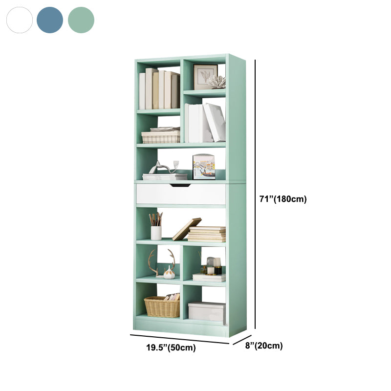Modern Standard Open Bookshelf Engineered Wood Bookcase with Drawer Storage
