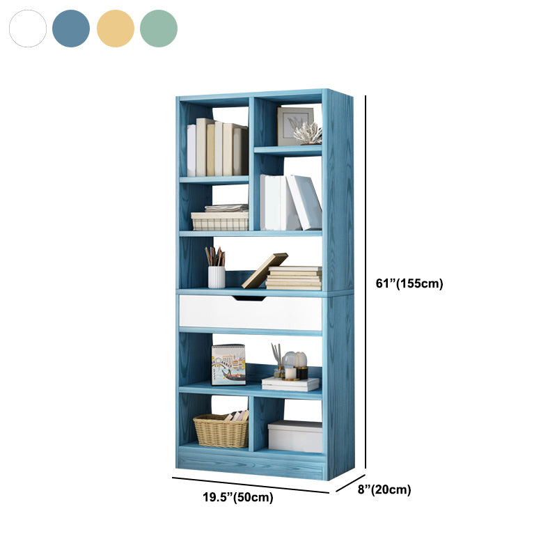 Modern Standard Open Bookshelf Engineered Wood Bookcase with Drawer Storage
