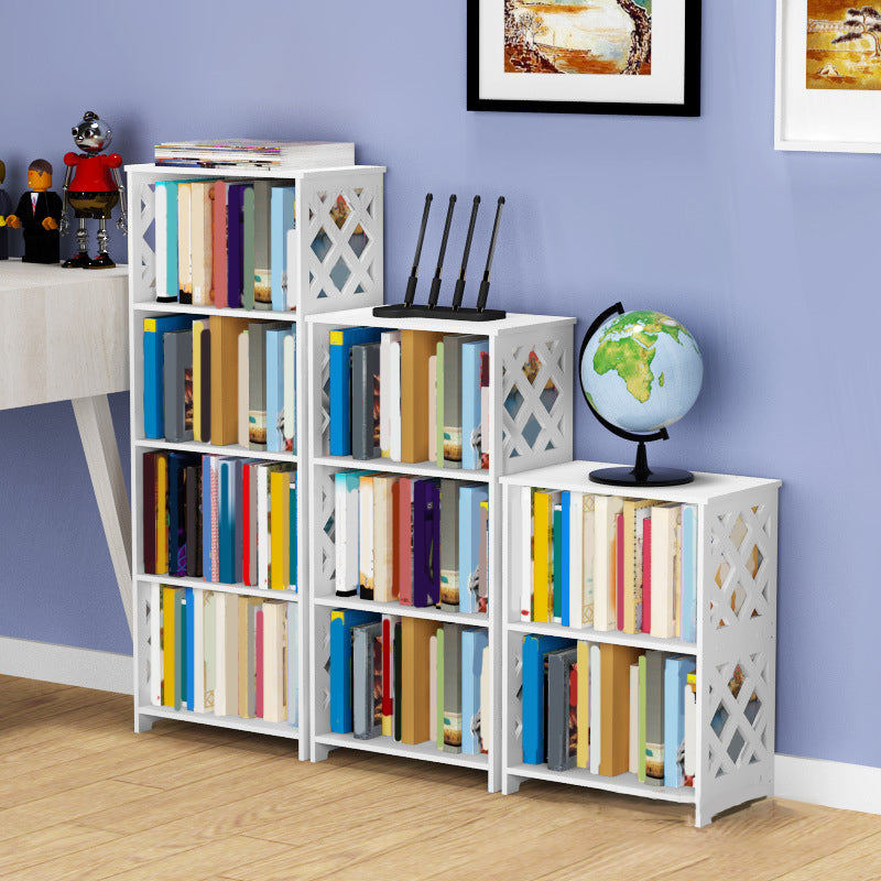 Standard Contemporary Shelf Bookcase Plastic White Closed Back Bookcase
