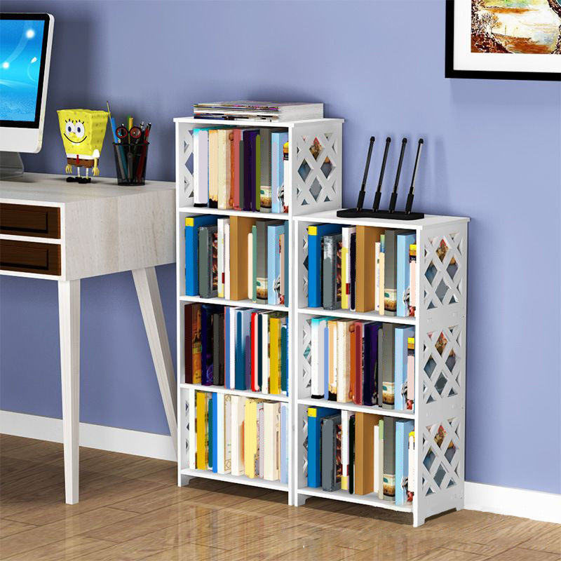 Standard Contemporary Shelf Bookcase Plastic White Closed Back Bookcase