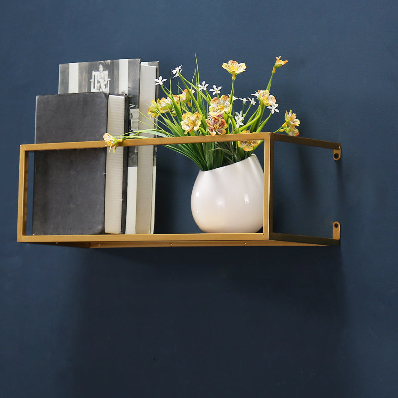 Floating Gold Metal Bookshelf Glam Wall Mounted Shelf Bookcase
