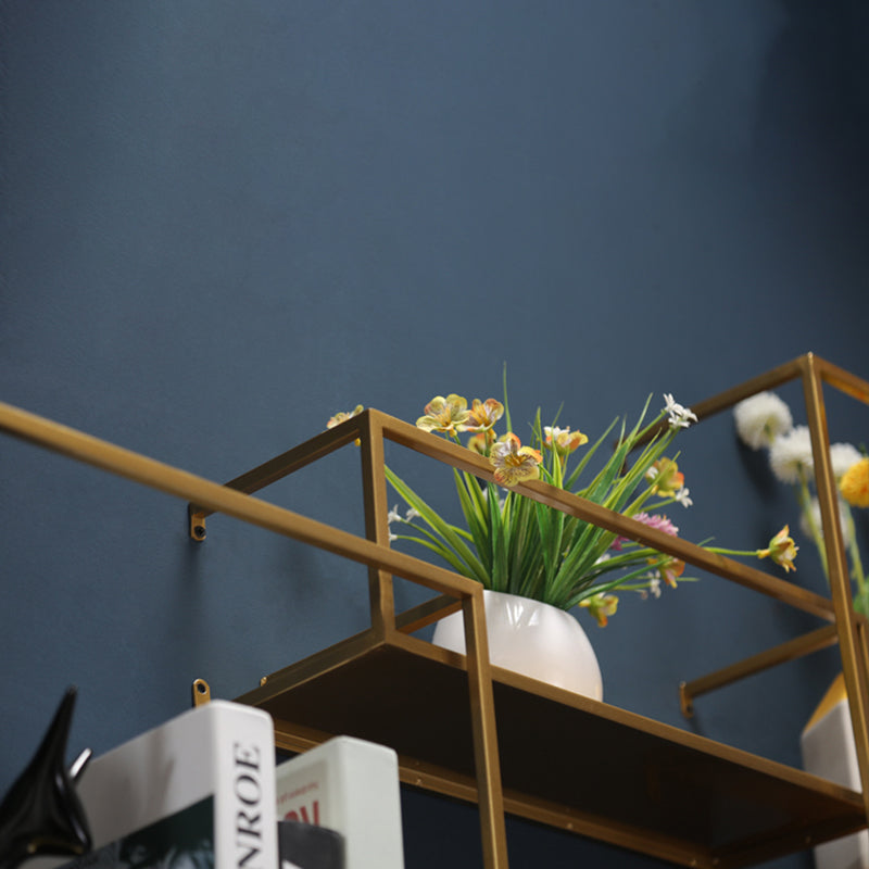 Floating Gold Metal Bookshelf Glam Wall Mounted Shelf Bookcase
