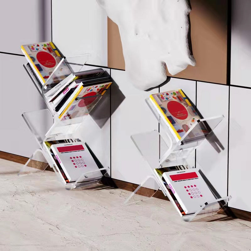 Acrylic 7.9" Wide Bookshelf Modern Open Back Bookcase for Study Room