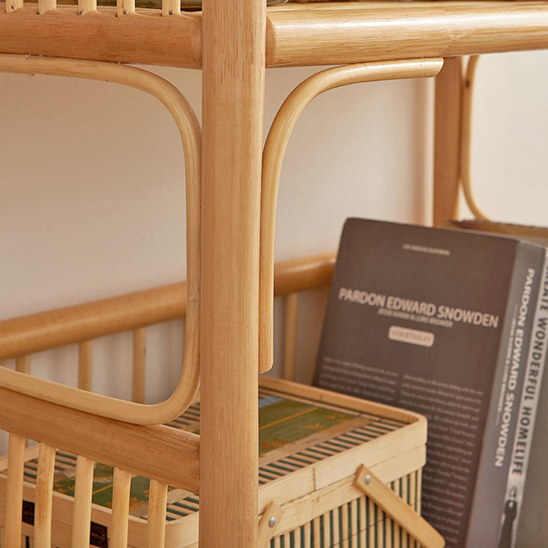 Contemporary Bamboo Home Bookcase Standard Book Shelf with Wooden Legs