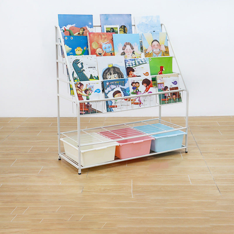 Pure White Shelf Bookcase Metal 6 Shelves Bookcase 37.8" H x 14.6" W