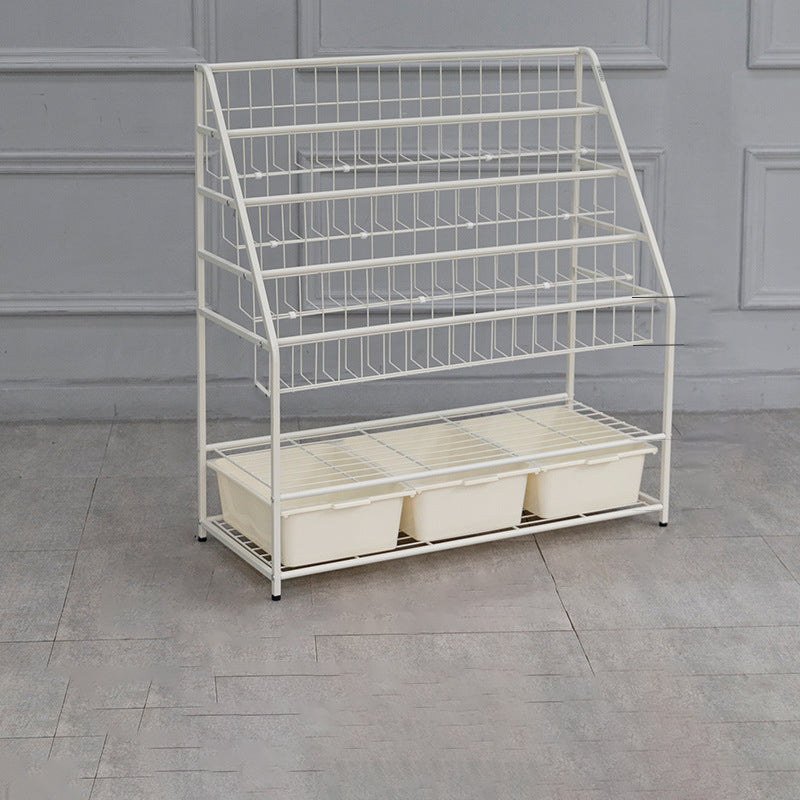 Pure White Shelf Bookcase Metal 6 Shelves Bookcase 37.8" H x 14.6" W