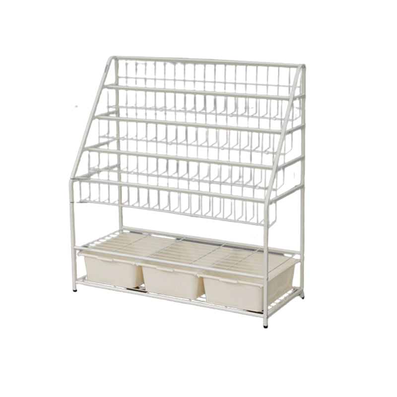 Pure White Shelf Bookcase Metal 6 Shelves Bookcase 37.8" H x 14.6" W