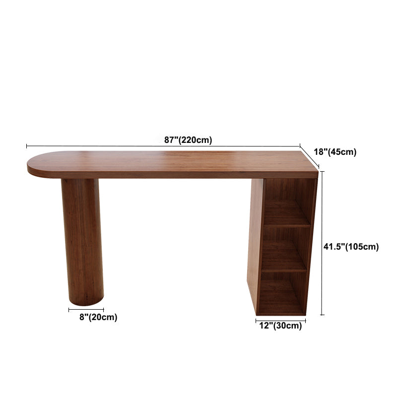 Contemporary Style Bar Table Solid Wood Bistro Bar Desk with Storage Shelf