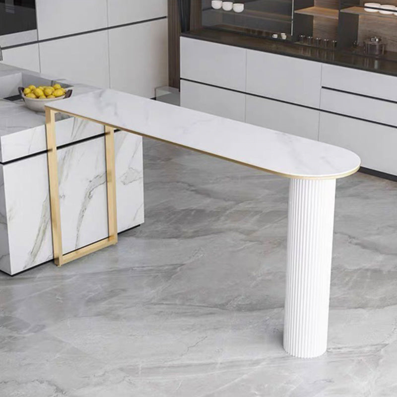 Contemporary Bar Table Stone Bar Dining Table with Double Pedestal