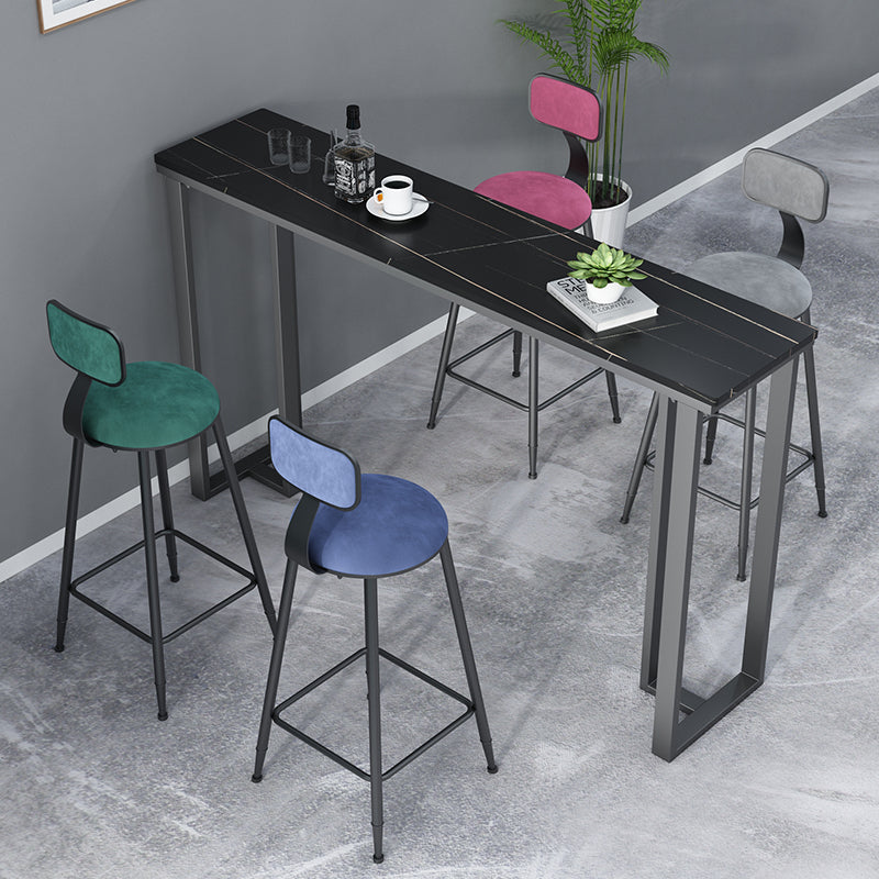 Modern Style Rectangle Bar Table Stone Bar Dining Table with Double Pedestal