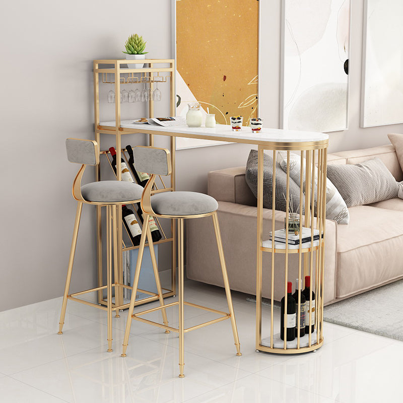 Glam Pub Table Specialty Stone Bar Height Bar Table for Indoor