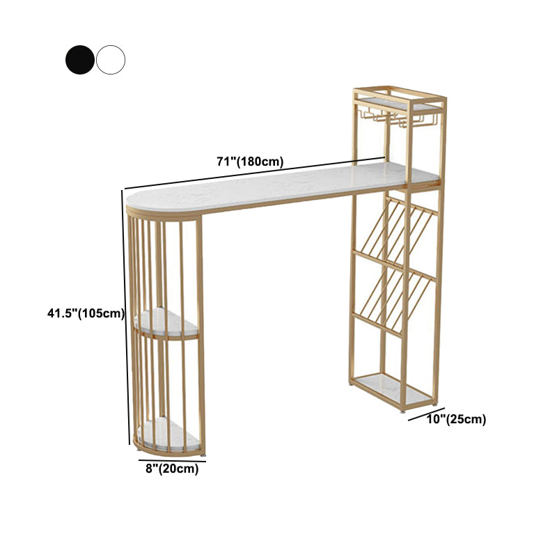 Glam Pub Table Specialty Stone Bar Height Bar Table for Indoor