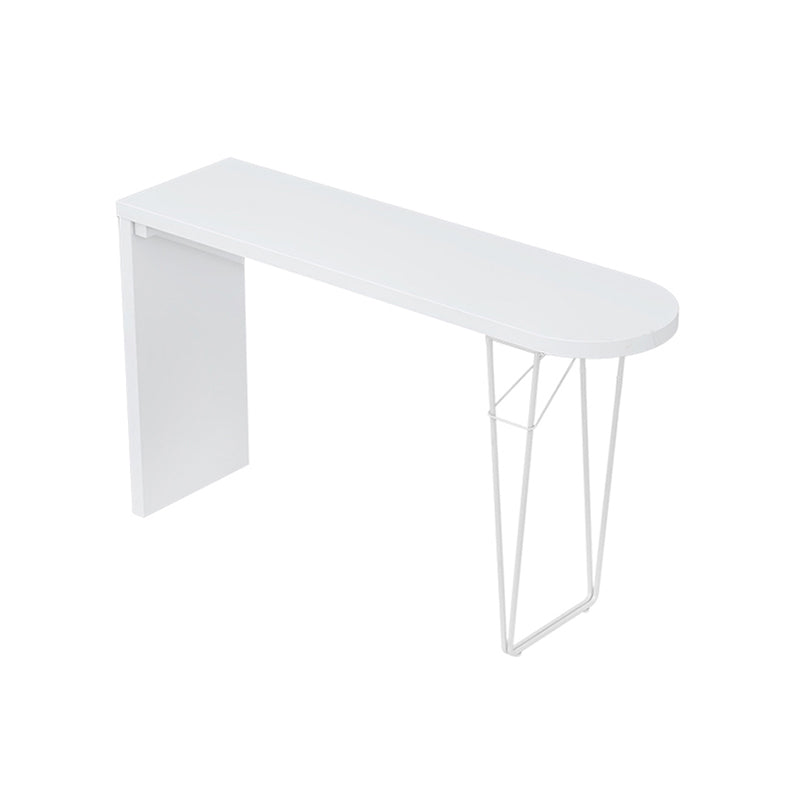 Modern Wooden Bar Dining Table White Bar Height Pub Table with Double Pedestal