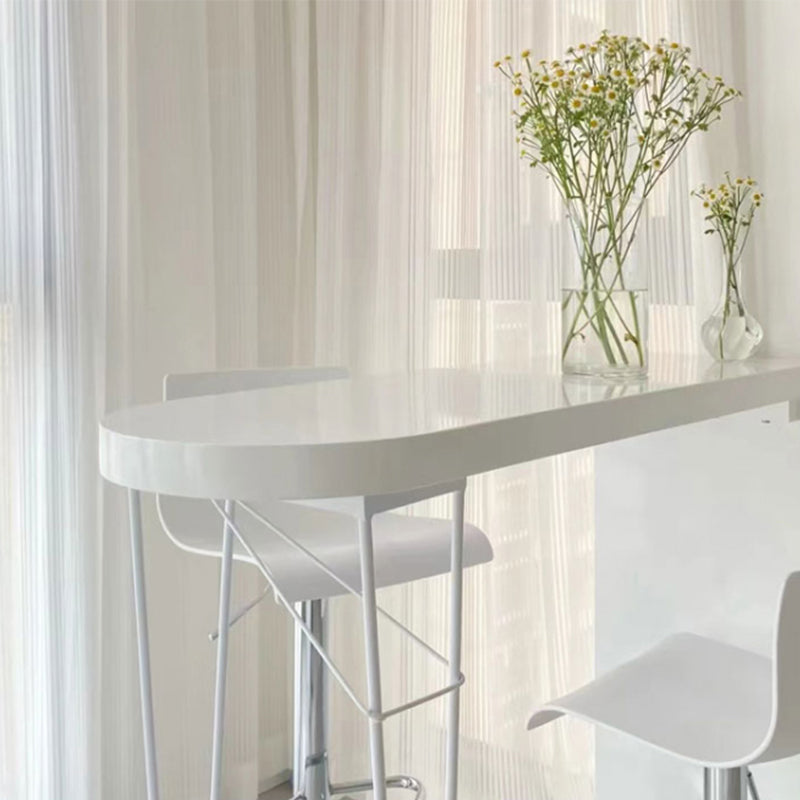 Modern Wooden Bar Dining Table White Bar Height Pub Table with Double Pedestal