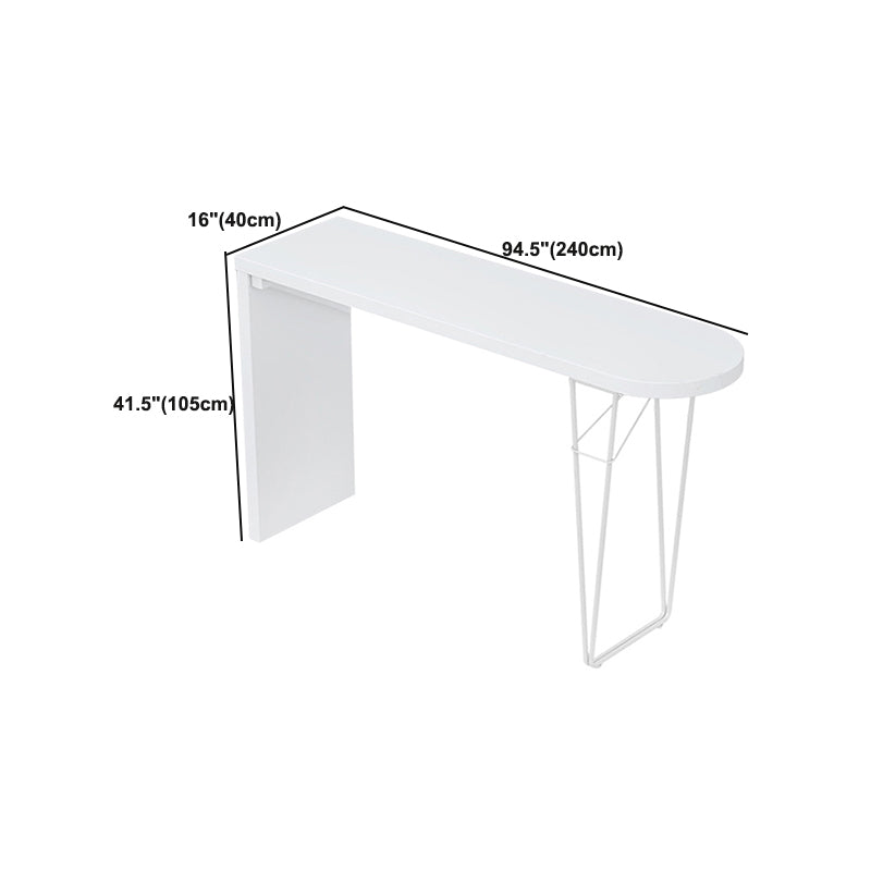Modern Wooden Bar Dining Table White Bar Height Pub Table with Double Pedestal