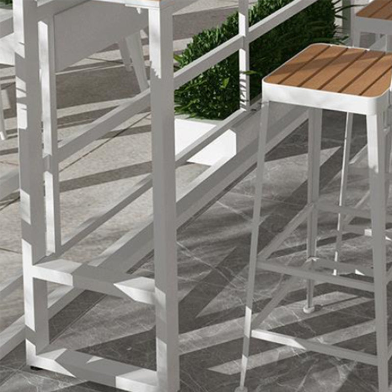 Contemporary Rectangle Bar Table Wood Bistro Bar Desk with Trestle Base