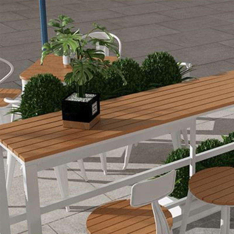 Contemporary Rectangle Bar Table Wood Bistro Bar Desk with Trestle Base