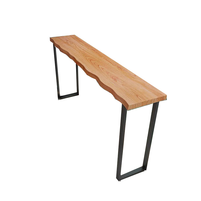 Industrial Specialty Bar Table Brown Solid Wood Bar Height Cocktail Table with Sled Base