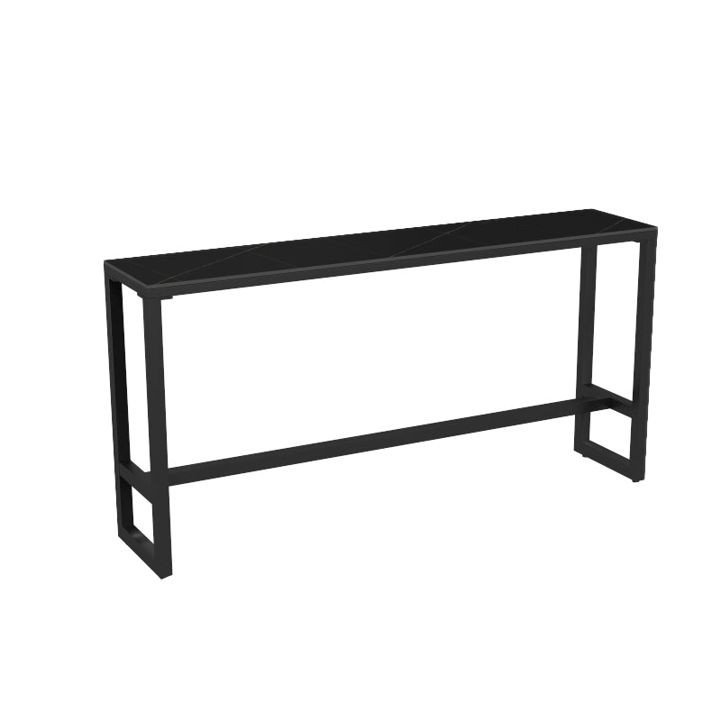 Black Bar Dining Table Sintered Stone Bar Height Cocktail Table with Metal Base
